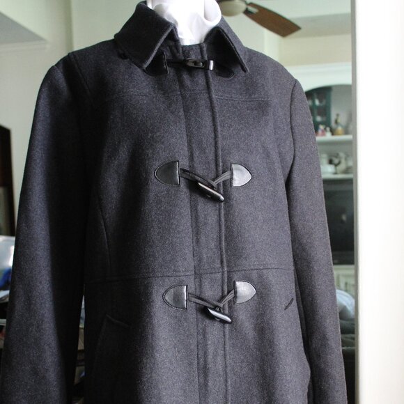 Nautica Women's Wool Coat XL Dark Gray Lined Slash Pockets - Picture 2 of 11